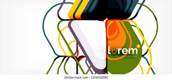 Fondo abstracto - formas geométricas multicolores diseño moderno. Plantilla de diseño abstracto de moda para presentación de negocios o tecnología o portada de folletos web, fondo de pantalla. Ilustración del vector