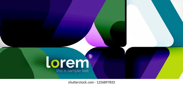 Fondo abstracto - formas geométricas multicolores diseño moderno. Plantilla de diseño abstracto de moda para presentación de negocios o tecnología o portada de folletos web, fondo de pantalla. Ilustración del vector