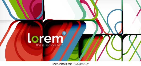 Fondo abstracto - formas geométricas multicolores diseño moderno. Plantilla de diseño abstracto de moda para presentación de negocios o tecnología o portada de folletos web, fondo de pantalla. Ilustración del vector