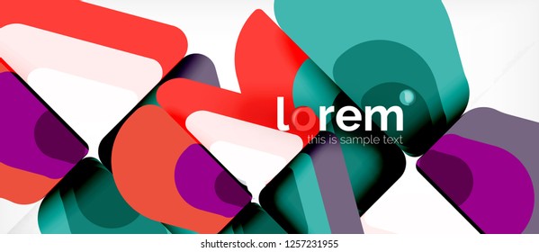 Abstrakter Hintergrund - mehrfarbige geometrische Formen, modernes Design. Trendy abstrakte Layout-Vorlage für Geschäfts- oder Technologiepräsentation oder Web-Broschüre Titelbild, Bildschirmhintergrund. Vektorgrafik