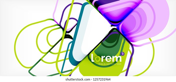 Fondo abstracto - formas geométricas multicolores diseño moderno. Plantilla de diseño abstracto de moda para presentación de negocios o tecnología o portada de folletos web, fondo de pantalla. Ilustración del vector
