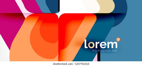 Fondo abstracto - formas geométricas multicolores diseño moderno. Plantilla de diseño abstracto de moda para presentación de negocios o tecnología o portada de folletos web, fondo de pantalla. Ilustración del vector