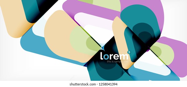 Fondo abstracto - formas geométricas multicolores diseño moderno. Plantilla de diseño abstracto de moda para presentación de negocios o tecnología o portada de folletos web, fondo de pantalla. Ilustración del vector