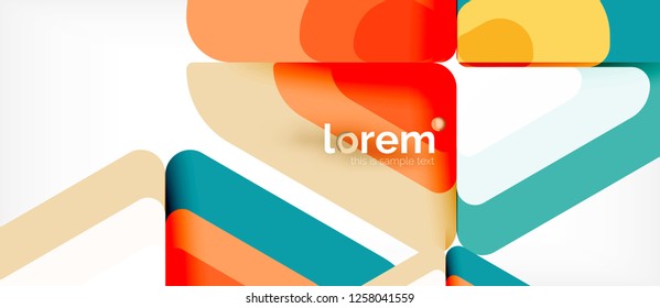 Fondo abstracto - formas geométricas multicolores diseño moderno. Plantilla de diseño abstracto de moda para presentación de negocios o tecnología o portada de folletos web, fondo de pantalla. Ilustración del vector