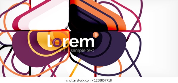 Fondo abstracto - formas geométricas multicolores diseño moderno. Plantilla de diseño abstracto de moda para presentación de negocios o tecnología o portada de folletos web, fondo de pantalla. Ilustración del vector