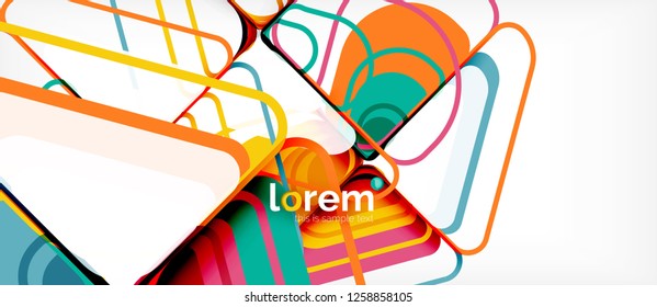 Fondo abstracto - formas geométricas multicolores diseño moderno. Plantilla de diseño abstracto de moda para presentación de negocios o tecnología o portada de folletos web, fondo de pantalla. Ilustración del vector