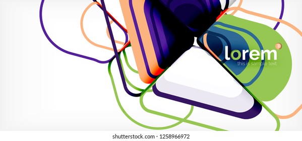 Abstrakter Hintergrund - mehrfarbige geometrische Formen, modernes Design. Trendy abstrakte Layout-Vorlage für Geschäfts- oder Technologiepräsentation oder Web-Broschüre Titelbild, Bildschirmhintergrund. Vektorgrafik