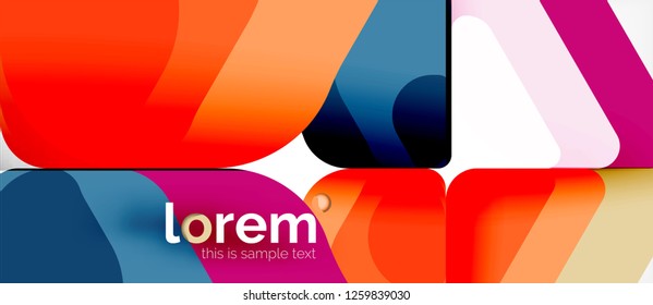 Fondo abstracto - formas geométricas multicolores diseño moderno. Plantilla de diseño abstracto de moda para presentación de negocios o tecnología o portada de folletos web, fondo de pantalla. Ilustración del vector