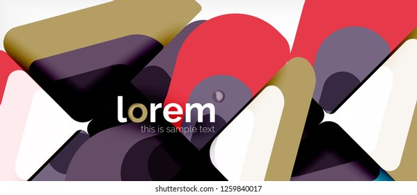 Fondo abstracto - formas geométricas multicolores diseño moderno. Plantilla de diseño abstracto de moda para presentación de negocios o tecnología o portada de folletos web, fondo de pantalla. Ilustración del vector