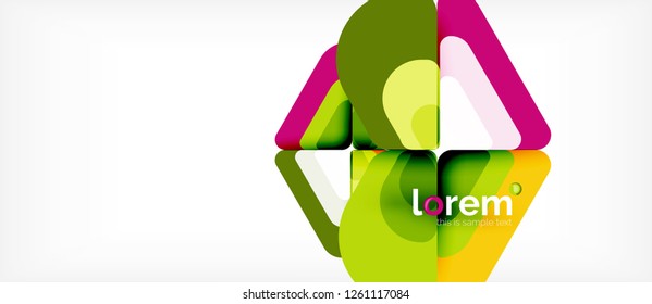 Fondo abstracto - formas geométricas multicolores diseño moderno. Plantilla de diseño abstracto de moda para presentación de negocios o tecnología o portada de folletos web, fondo de pantalla. Ilustración del vector
