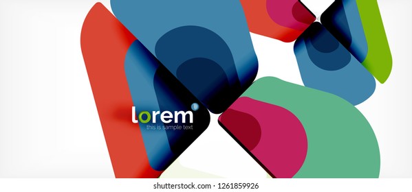 Fondo abstracto - formas geométricas multicolores diseño moderno. Plantilla de diseño abstracto de moda para presentación de negocios o tecnología o portada de folletos web, fondo de pantalla. Ilustración del vector