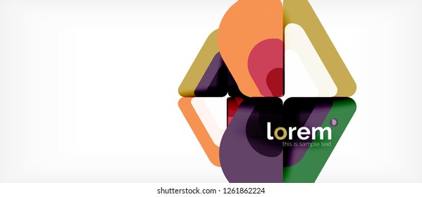 Fondo abstracto - formas geométricas multicolores diseño moderno. Plantilla de diseño abstracto de moda para presentación de negocios o tecnología o portada de folletos web, fondo de pantalla. Ilustración del vector