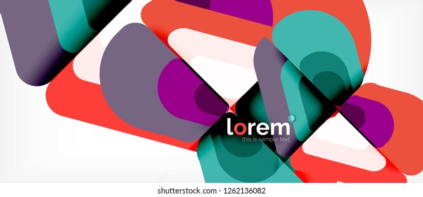 Fondo abstracto - formas geométricas multicolores diseño moderno. Plantilla de diseño abstracto de moda para presentación de negocios o tecnología o portada de folletos web, fondo de pantalla. Ilustración del vector