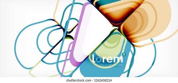 Fondo abstracto - formas geométricas multicolores diseño moderno. Plantilla de diseño abstracto de moda para presentación de negocios o tecnología o portada de folletos web, fondo de pantalla. Ilustración del vector