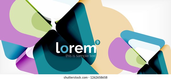 Fondo abstracto - formas geométricas multicolores diseño moderno. Plantilla de diseño abstracto de moda para presentación de negocios o tecnología o portada de folletos web, fondo de pantalla. Ilustración del vector