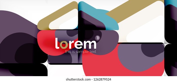 Fondo abstracto - formas geométricas multicolores diseño moderno. Plantilla de diseño abstracto de moda para presentación de negocios o tecnología o portada de folletos web, fondo de pantalla. Ilustración del vector