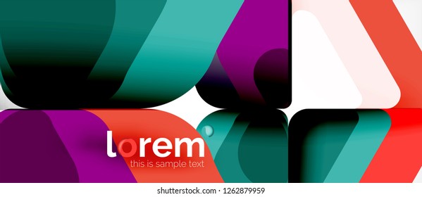 Fondo abstracto - formas geométricas multicolores diseño moderno. Plantilla de diseño abstracto de moda para presentación de negocios o tecnología o portada de folletos web, fondo de pantalla. Ilustración del vector