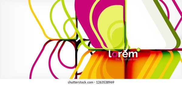 Fondo abstracto - formas geométricas multicolores diseño moderno. Plantilla de diseño abstracto de moda para presentación de negocios o tecnología o portada de folletos web, fondo de pantalla. Ilustración del vector