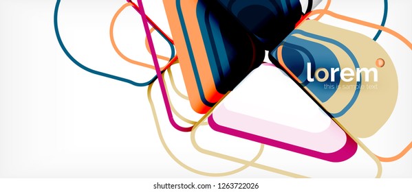 Fondo abstracto - formas geométricas multicolores diseño moderno. Plantilla de diseño abstracto de moda para presentación de negocios o tecnología o portada de folletos web, fondo de pantalla. Ilustración del vector