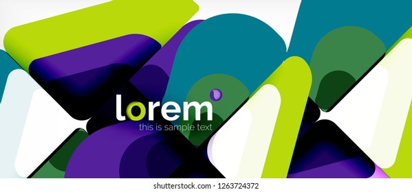 Fondo abstracto - formas geométricas multicolores diseño moderno. Plantilla de diseño abstracto de moda para presentación de negocios o tecnología o portada de folletos web, fondo de pantalla. Ilustración del vector