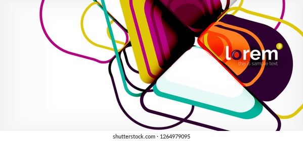 Fondo abstracto - formas geométricas multicolores diseño moderno. Plantilla de diseño abstracto de moda para presentación de negocios o tecnología o portada de folletos web, fondo de pantalla. Ilustración del vector