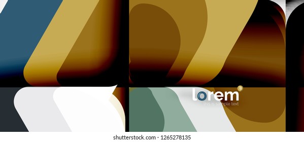 Fondo abstracto - formas geométricas multicolores diseño moderno. Plantilla de diseño abstracto de moda para presentación de negocios o tecnología o portada de folletos web, fondo de pantalla. Ilustración del vector