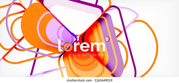 Abstrakter Hintergrund - mehrfarbige geometrische Formen, modernes Design. Trendy abstrakte Layout-Vorlage für Geschäfts- oder Technologiepräsentation oder Web-Broschüre Titelbild, Bildschirmhintergrund. Vektorgrafik