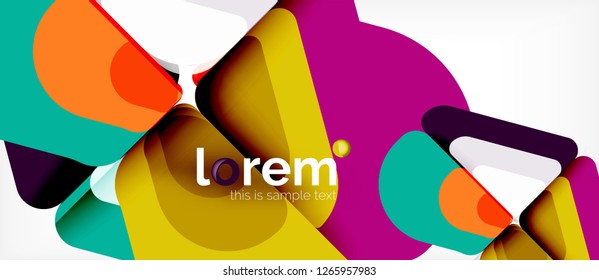 Fondo abstracto - formas geométricas multicolores diseño moderno. Plantilla de diseño abstracto de moda para presentación de negocios o tecnología o portada de folletos web, fondo de pantalla. Ilustración del vector