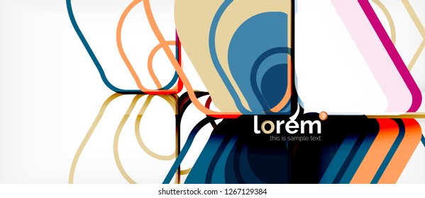 Fondo abstracto - formas geométricas multicolores diseño moderno. Plantilla de diseño abstracto de moda para presentación de negocios o tecnología o portada de folletos web, fondo de pantalla. Ilustración del vector