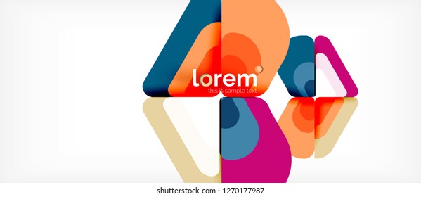 Fondo abstracto - formas geométricas multicolores diseño moderno. Plantilla de diseño abstracto de moda para presentación de negocios o tecnología o portada de folletos web, fondo de pantalla. Ilustración del vector