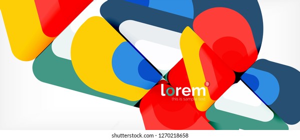Abstrakter Hintergrund - mehrfarbige geometrische Formen, modernes Design. Trendy abstrakte Layout-Vorlage für Geschäfts- oder Technologiepräsentation oder Web-Broschüre Titelbild, Bildschirmhintergrund. Vektorgrafik