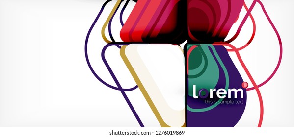 Abstrakter Hintergrund - mehrfarbige geometrische Formen, modernes Design. Trendy abstrakte Layout-Vorlage für Geschäfts- oder Technologiepräsentation oder Web-Broschüre Titelbild, Bildschirmhintergrund. Vektorgrafik