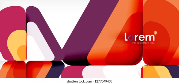 Fondo abstracto - formas geométricas multicolores diseño moderno. Plantilla de diseño abstracto de moda para presentación de negocios o tecnología o portada de folletos web, fondo de pantalla. Ilustración del vector