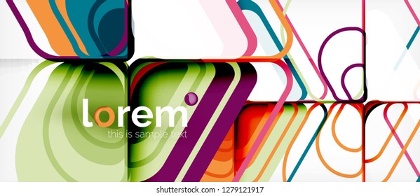 Fondo abstracto - formas geométricas multicolores diseño moderno. Plantilla de diseño abstracto de moda para presentación de negocios o tecnología o portada de folletos web, fondo de pantalla. Ilustración del vector