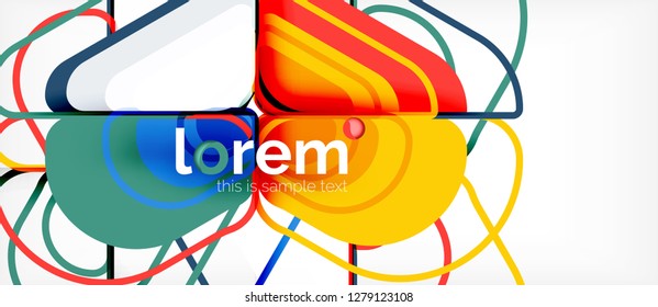 Fondo abstracto - formas geométricas multicolores diseño moderno. Plantilla de diseño abstracto de moda para presentación de negocios o tecnología o portada de folletos web, fondo de pantalla. Ilustración del vector