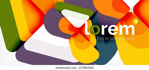 Fondo abstracto - formas geométricas multicolores diseño moderno. Plantilla de diseño abstracto de moda para presentación de negocios o tecnología o portada de folletos web, fondo de pantalla. Ilustración del vector