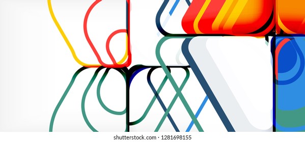 Fondo abstracto - formas geométricas multicolores diseño moderno. Plantilla de diseño abstracto de moda para presentación de negocios o tecnología o portada de folletos web, fondo de pantalla. Ilustración del vector