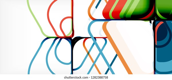 Fondo abstracto - formas geométricas multicolores diseño moderno. Plantilla de diseño abstracto de moda para presentación de negocios o tecnología o portada de folletos web, fondo de pantalla. Ilustración del vector