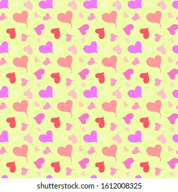 Abstract background multicolored hearts holiday symbol, seamless pattern, vector