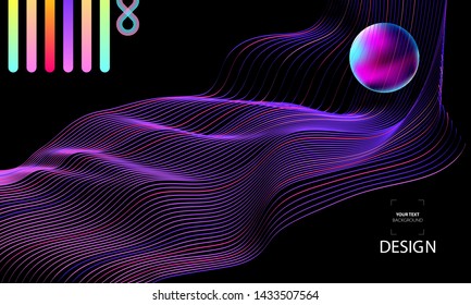 Abstract background multicolored lines. Music background summer geometry elements color