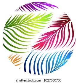 Abstract background of multicolored palm leaves. Vector