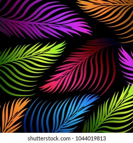 Abstract background of multicolored palm leaves. Vector