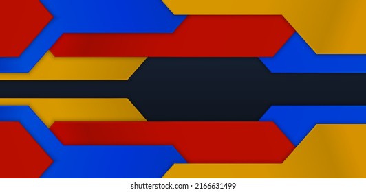 Abstract background. Multicolored shapes shadow overlap 3D dimension. Modern flat material background. Geometric vector template.