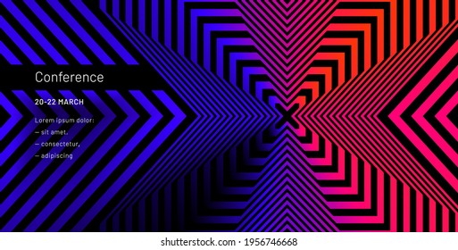 Abstract background with multi-colored shapes. Striped optical illustration in clipping mask for your own use. Trendy dynamic design for conferences, events, news. etc. Eps10 vector.