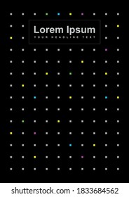 Antecedentes abstractos. Cuadros multicolores sobre un fondo oscuro. Gráfico vectorial