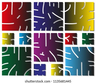 Abstract background of multicolored squares. Set from the circuit boards of bright colors. Vector drawing.