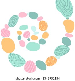 abstract background of multi-colored stones arranged in a spiral on a white background vector