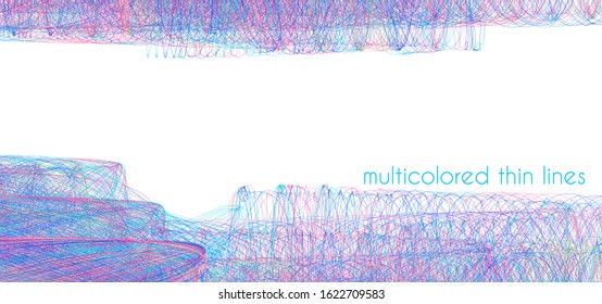 Abstract background with multicolored thin lines on a white. Vector graphic pattern