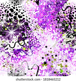 Abstract background from multicolored Violet circles. Background with stars and arrows. Vector illustration