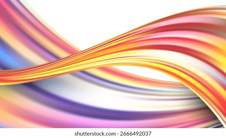 Abstract background, multicolored waves on white, interesting wavy striped pattern vector illustration.
